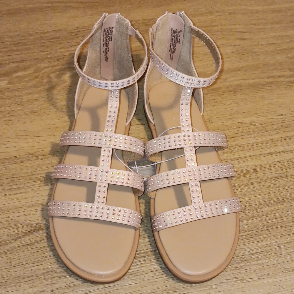 NWTS Little Girls Light Pink Rhinestone Gladiator  Sandals